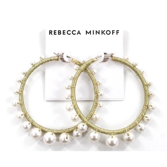 Rebecca Minkoff Jewelry - Rebecca Minkoff Gold Tone Morocco Pearl Hoops $48 Tags #RM339
